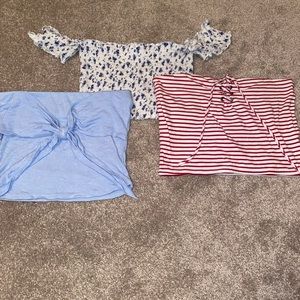 3 cropped tube tops sold together